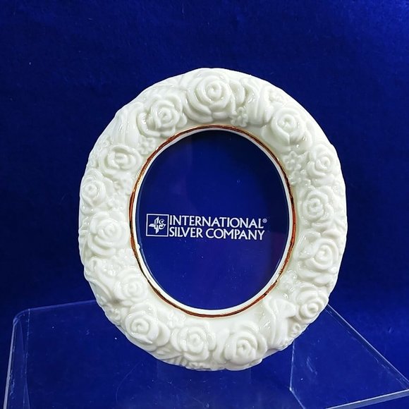 Vanity Desk Set International Silver Company Embossed Rose Gold Trim 3 Piece Set - Picture 6 of 12